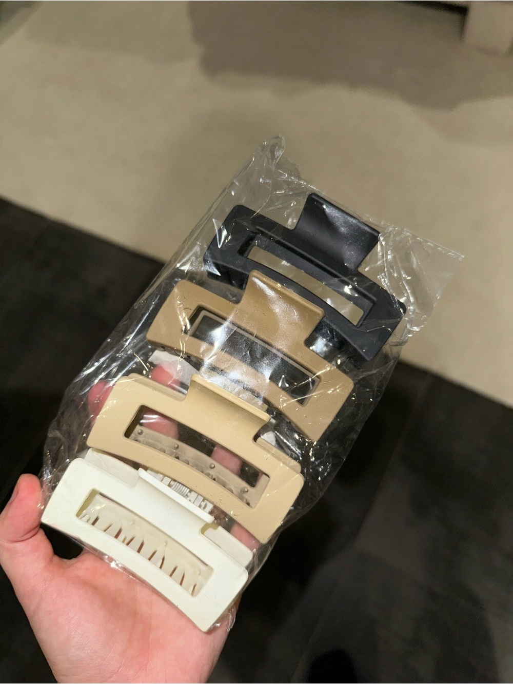 Neutral Matte Jaw Clip Set - Black, Beige, Cream